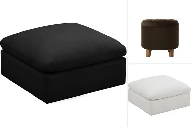 Detailed view of Best Feather Velvet Upholstery Ottoman